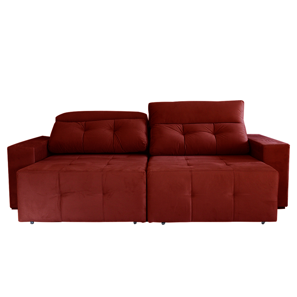 Sofá 4 Lugares Retrátil e Reclinável Roma Suede Bordô