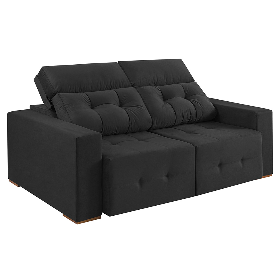 Sofá 4 Lugares Retrátil e Reclinável Roma Suede Grafite 250 cm