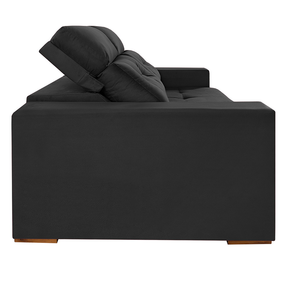 Sofá 4 Lugares Retrátil e Reclinável Roma Suede Grafite 250 cm