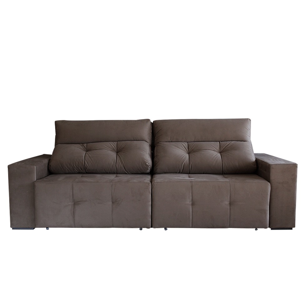 Sofá 4 Lugares Retrátil e Reclinável Roma Suede Marrom Escuro