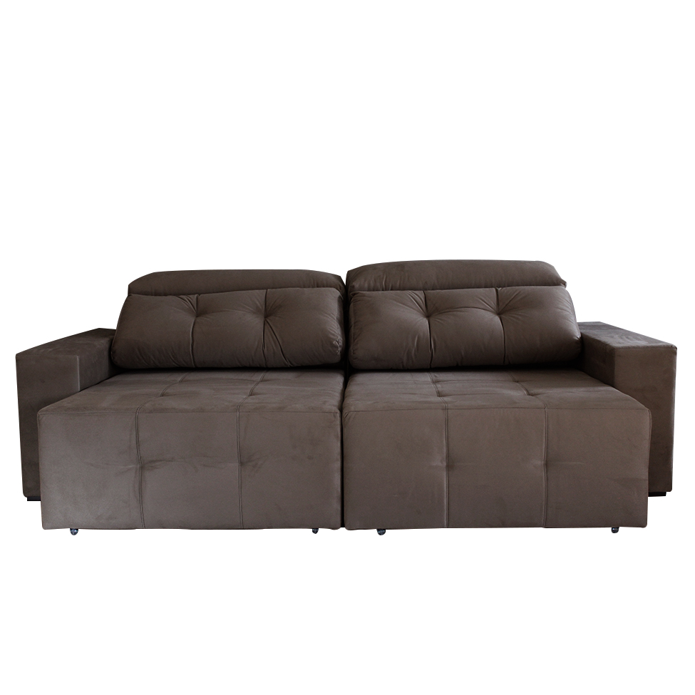 Sofá 4 Lugares Retrátil e Reclinável Roma Suede Marrom Escuro