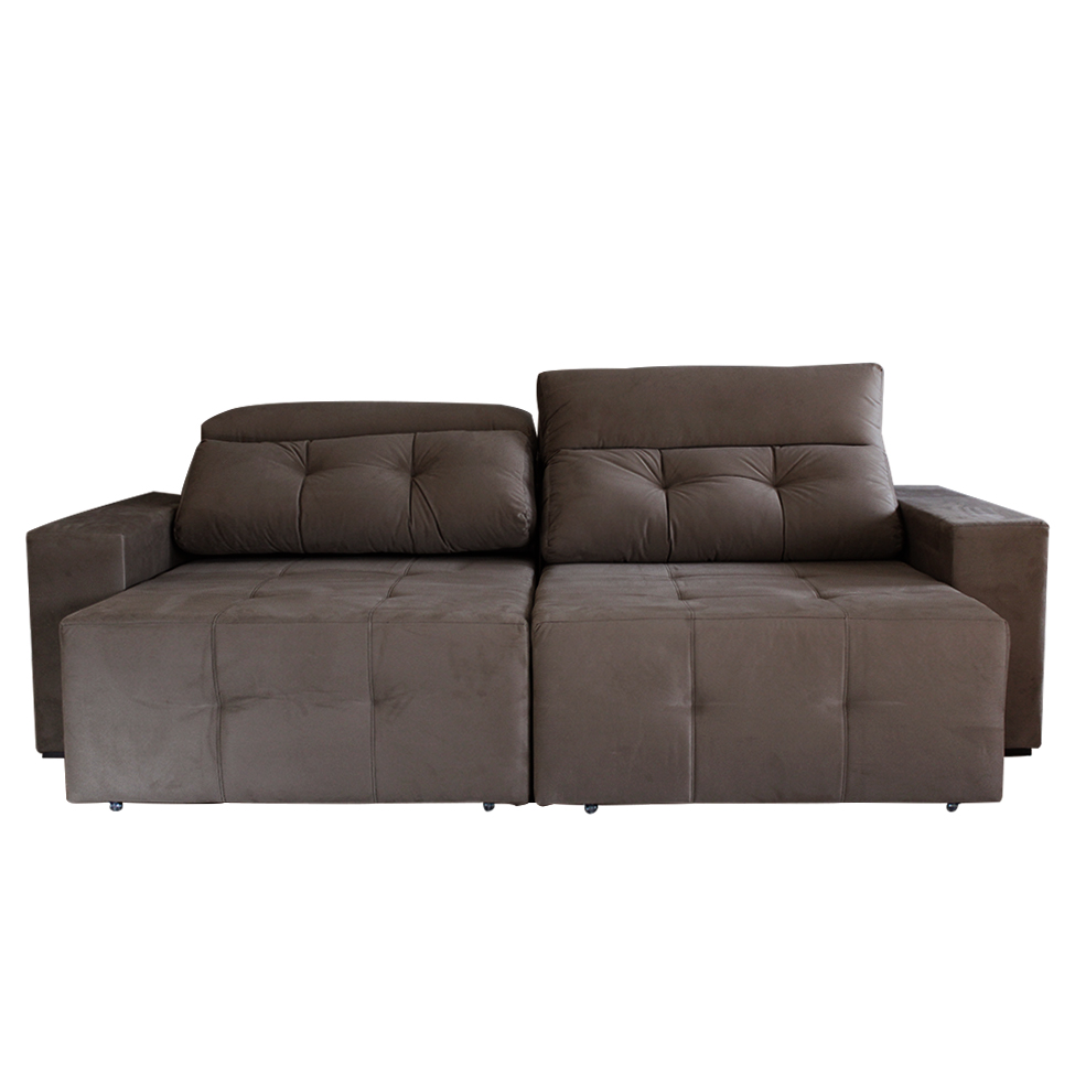 Sofá 4 Lugares Retrátil e Reclinável Roma Suede Marrom Escuro