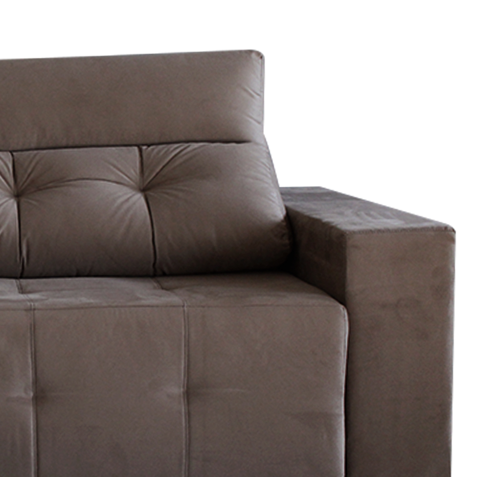 Sofá 4 Lugares Retrátil e Reclinável Roma Suede Marrom Escuro