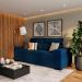 Sofá 4 Lugares Retrátil e Reclinável Spencer Veludo Azul Marinho 260 cm