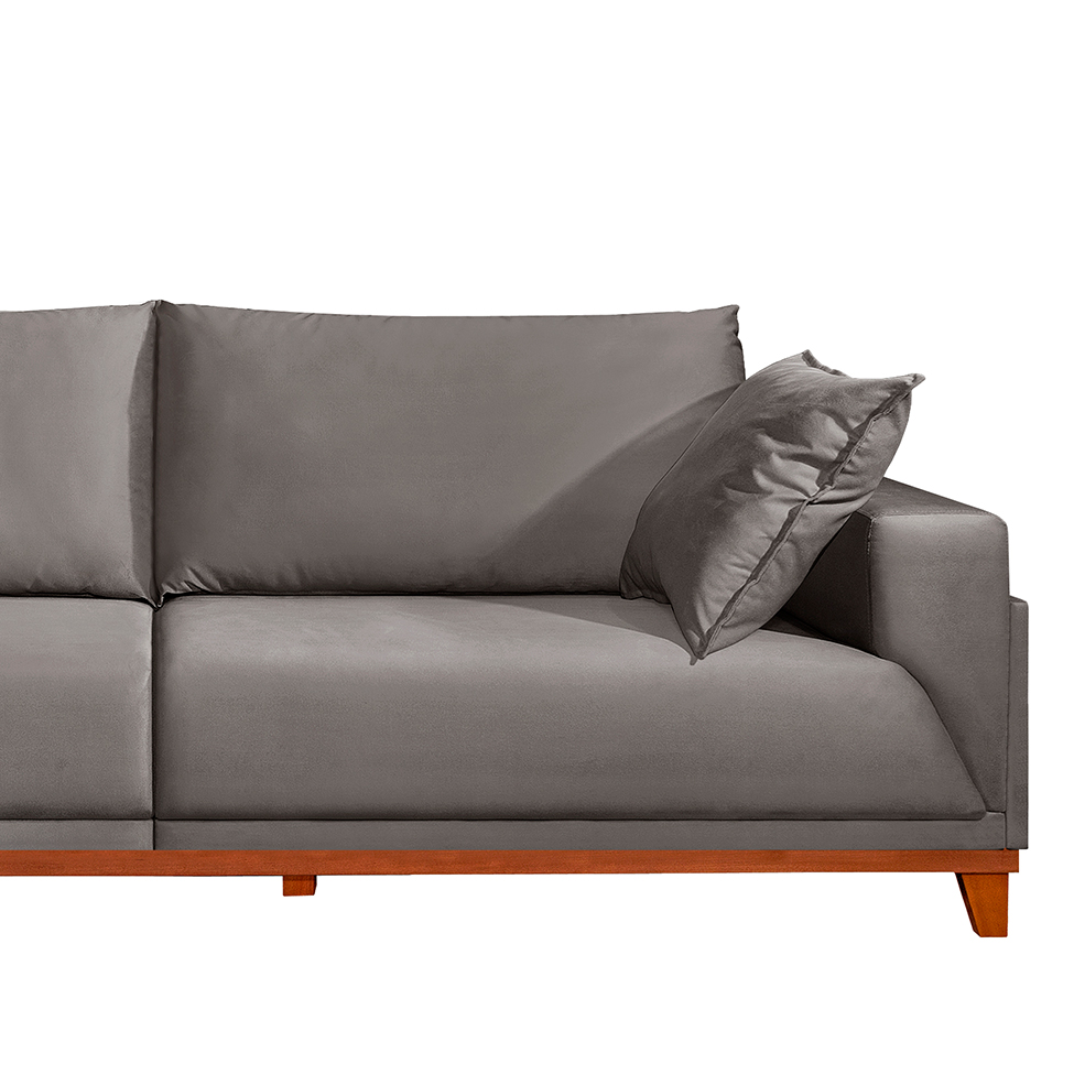 Sofá 4 Lugares Snow Suede Grafite 240 cm