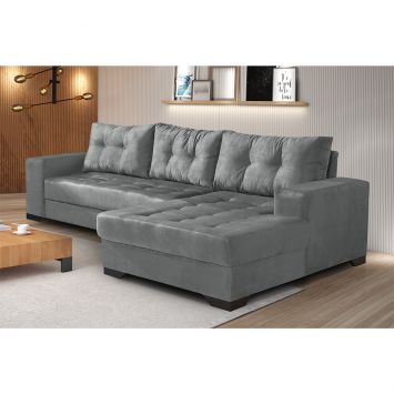 Menor preço em Sofá 5 Lugares Dijon com Chaise Direito Suede Cinza