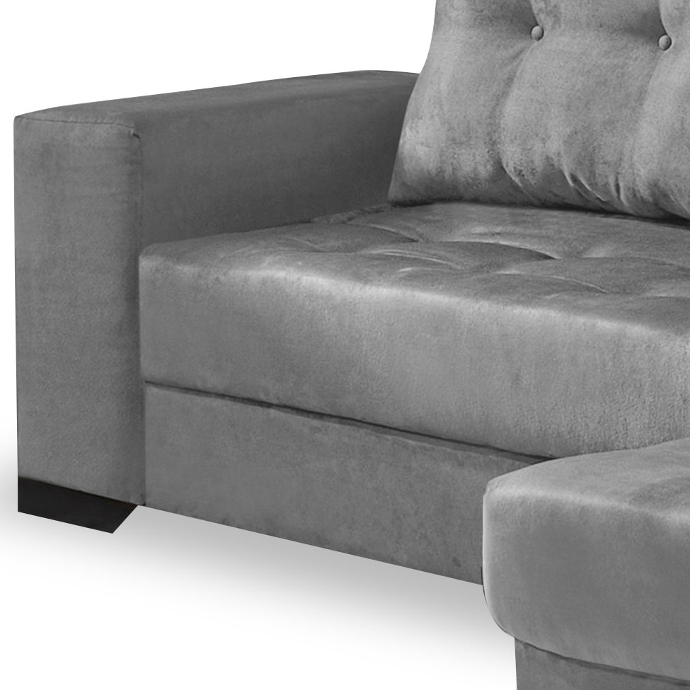 Sofá 5 Lugares Dijon com Chaise Direito Suede Cinza