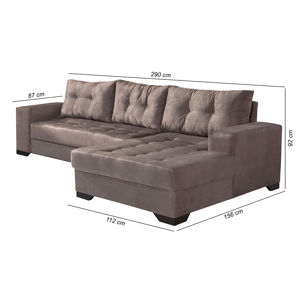 Sofá 5 Lugares Dijon com Chaise Direito Suede Mojave