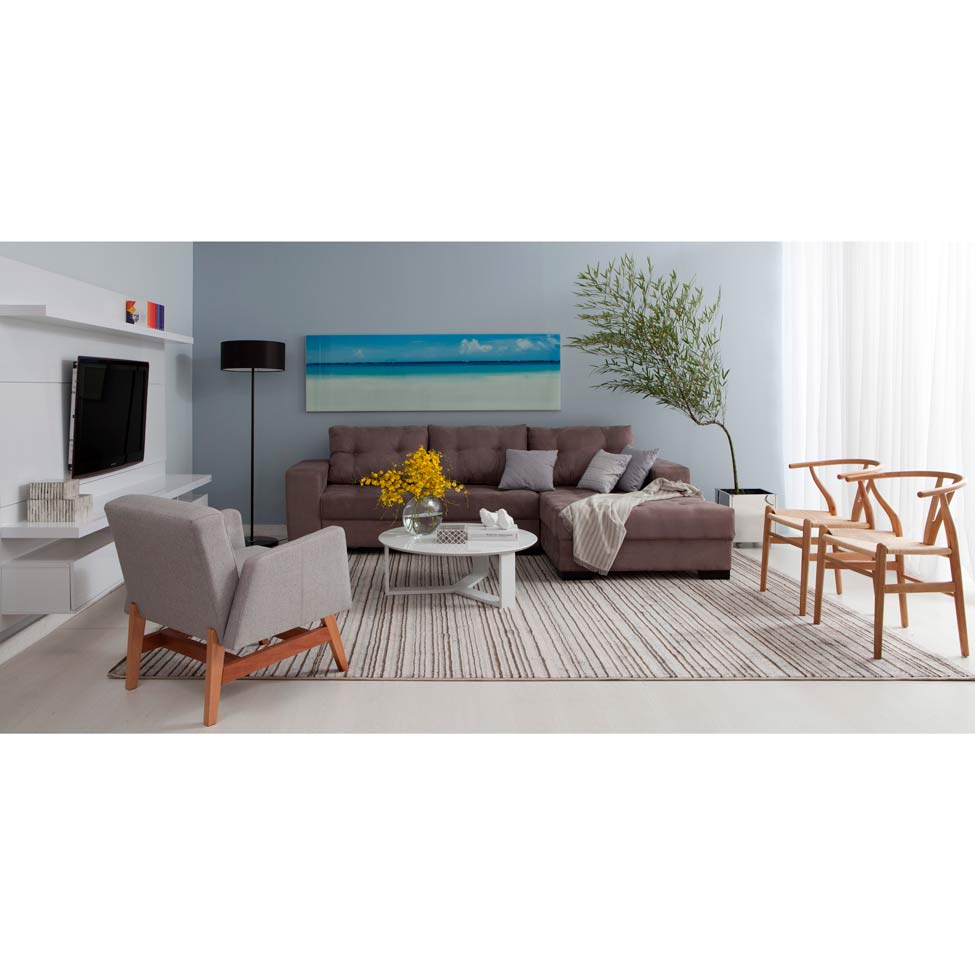 Sofá 5 Lugares Dijon com Chaise Direito Suede Mojave