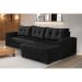 Sofá 5 Lugares Dijon com Chaise Direito Suede Preto