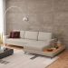 Sofá 6 Lugares Loft com Chaise Direito e Deck de Apoio Linho Areia 292 cm