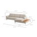Sofá 6 Lugares Loft com Chaise Direito e Deck de Apoio Linho Areia 292 cm