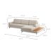 Sofá 6 Lugares Loft com Chaise Direito e Deck de Apoio Linho Areia 322 cm
