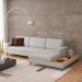 Sofá 6 Lugares Loft com Chaise Direito e Deck de Apoio Linho Cinza Claro 292 cm
