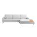 Sofá 6 Lugares Loft com Chaise Direito e Deck de Apoio Linho Cinza Claro 322 cm