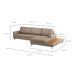 Sofá 6 Lugares Loft com Chaise Direito e Deck de Apoio Linho Cinza Escuro 292 cm