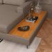 Sofá 6 Lugares Loft com Chaise Direito e Deck de Apoio Linho Cinza Escuro 292 cm