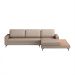 Sofá 6 Lugares Loft com Chaise Direito e Deck de Apoio Linho Cinza Escuro 292 cm