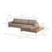Sofá 6 Lugares Loft com Chaise Direito e Deck de Apoio Linho Cinza Escuro 322 cm