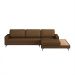 Sofá 6 Lugares Loft com Chaise Direito e Deck de Apoio Linho Marrom 322 cm