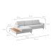 Sofá 6 Lugares Loft com Chaise Esquerdo e Deck de Apoio Linho Cinza Claro 292 cm