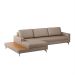 Sofá 6 Lugares Loft com Chaise Esquerdo e Deck de Apoio Linho Cinza Escuro 322 cm