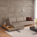 Sofá 6 Lugares Loft com Chaise Esquerdo e Deck de Apoio Linho Cinza Escuro 322 cm