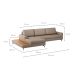 Sofá 6 Lugares Loft com Chaise Esquerdo e Deck de Apoio Linho Cinza Escuro 322 cm
