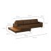 Sofá 6 Lugares Loft com Chaise Esquerdo e Deck de Apoio Linho Marrom 322 cm