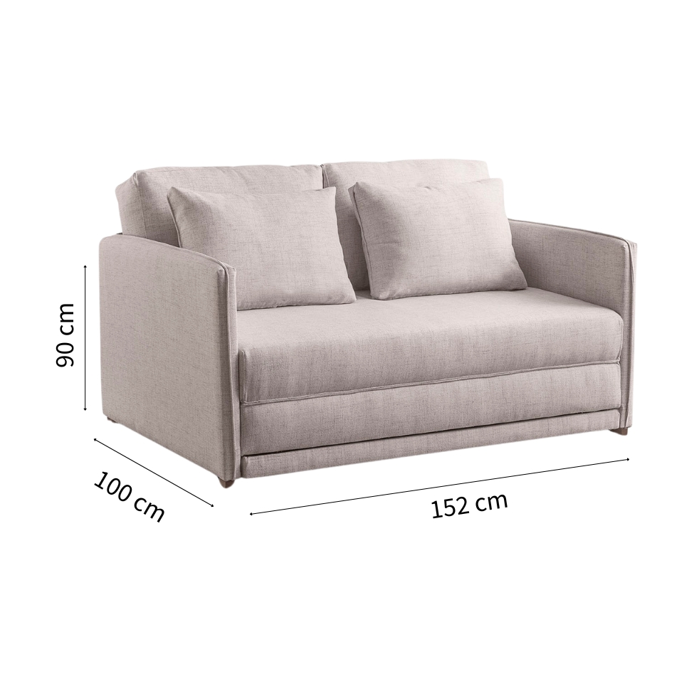 Sofá-Cama 2 Lugares Casal Charlie Veludo Bege