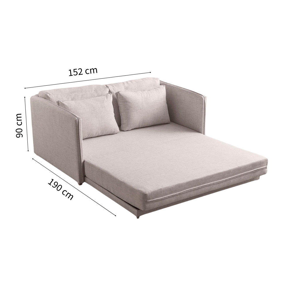 Sofá-Cama 2 Lugares Casal Charlie Veludo Bege