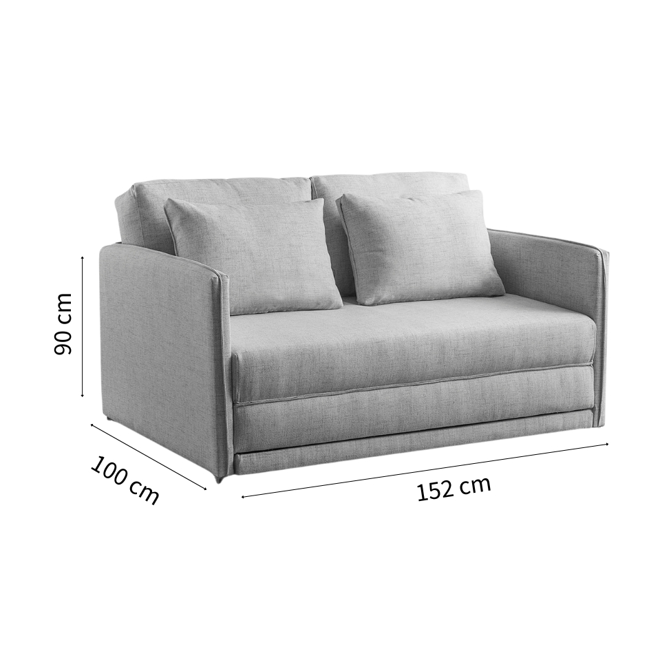 Sofá-Cama 2 Lugares Casal Charlie Veludo Cinza