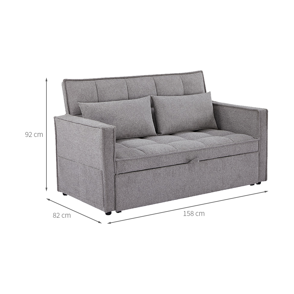 Sofá-Cama 2 Lugares Casal Rivoli Cinza