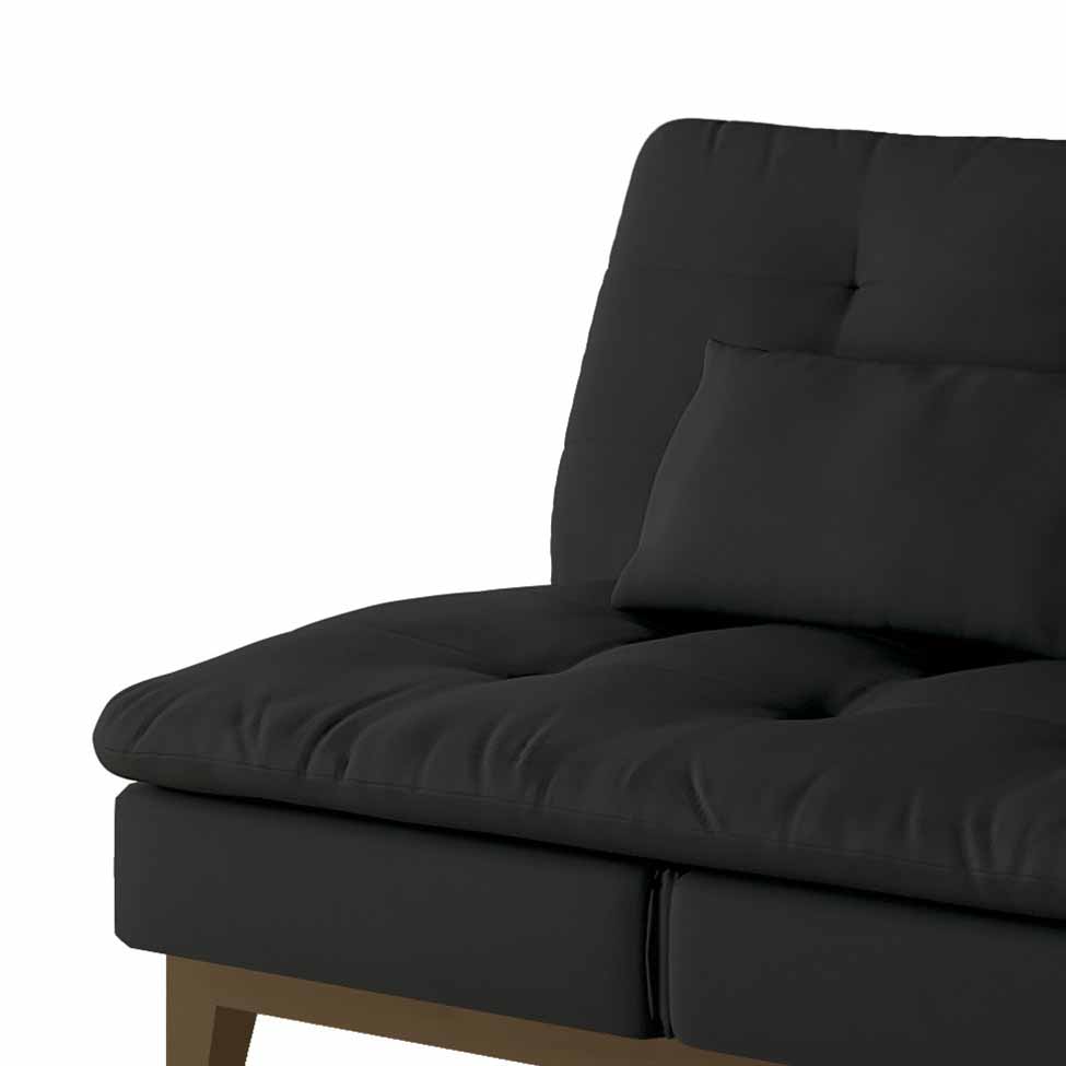 Sofá-Cama 3 Lugares Casal Amanda com Pés de Madeira Preto