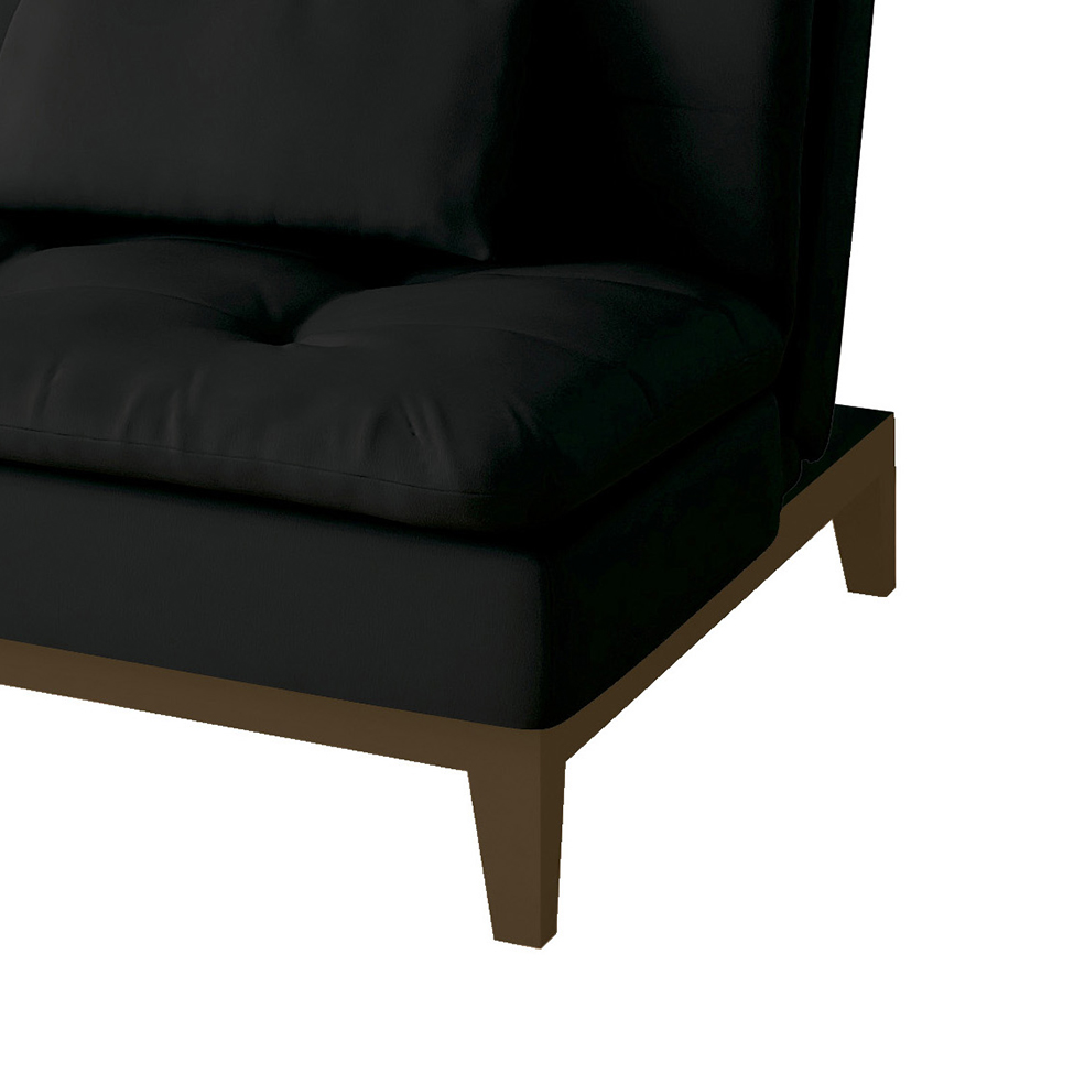 Sofá-Cama 3 Lugares Casal Amanda com Pés de Madeira Preto