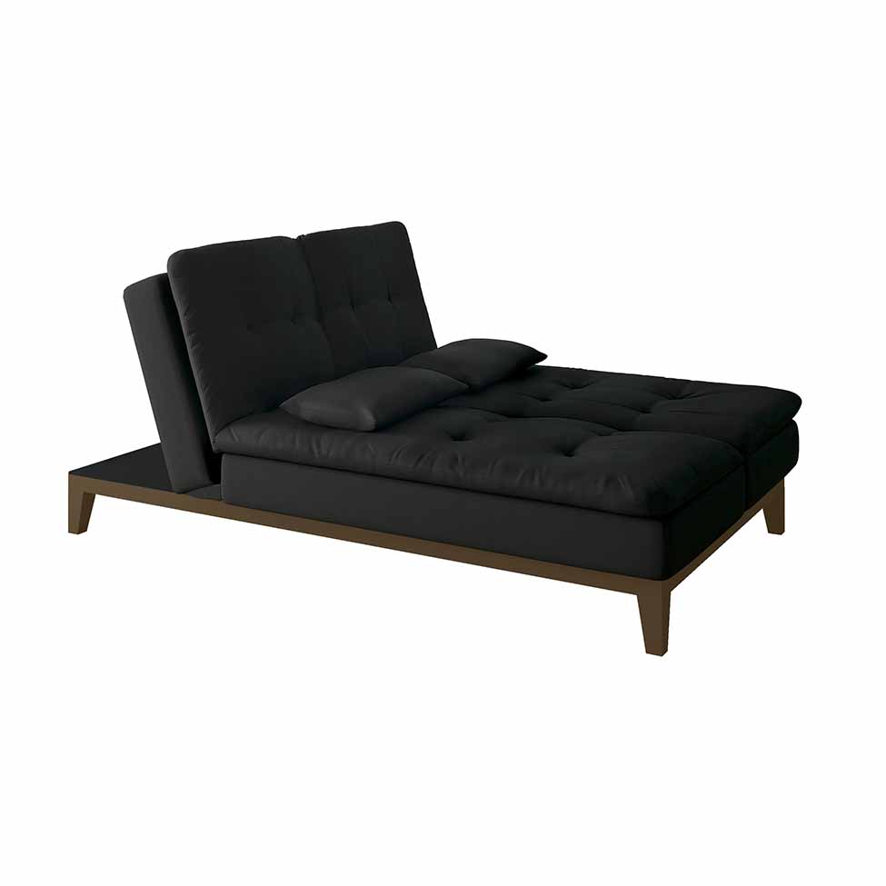 Sofá-Cama 3 Lugares Casal Amanda com Pés de Madeira Preto