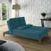 Sofá-Cama 3 Lugares Casal Amanda com Pés de Madeira Suede Azul