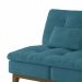 Sofá-Cama 3 Lugares Casal Amanda com Pés de Madeira Suede Azul