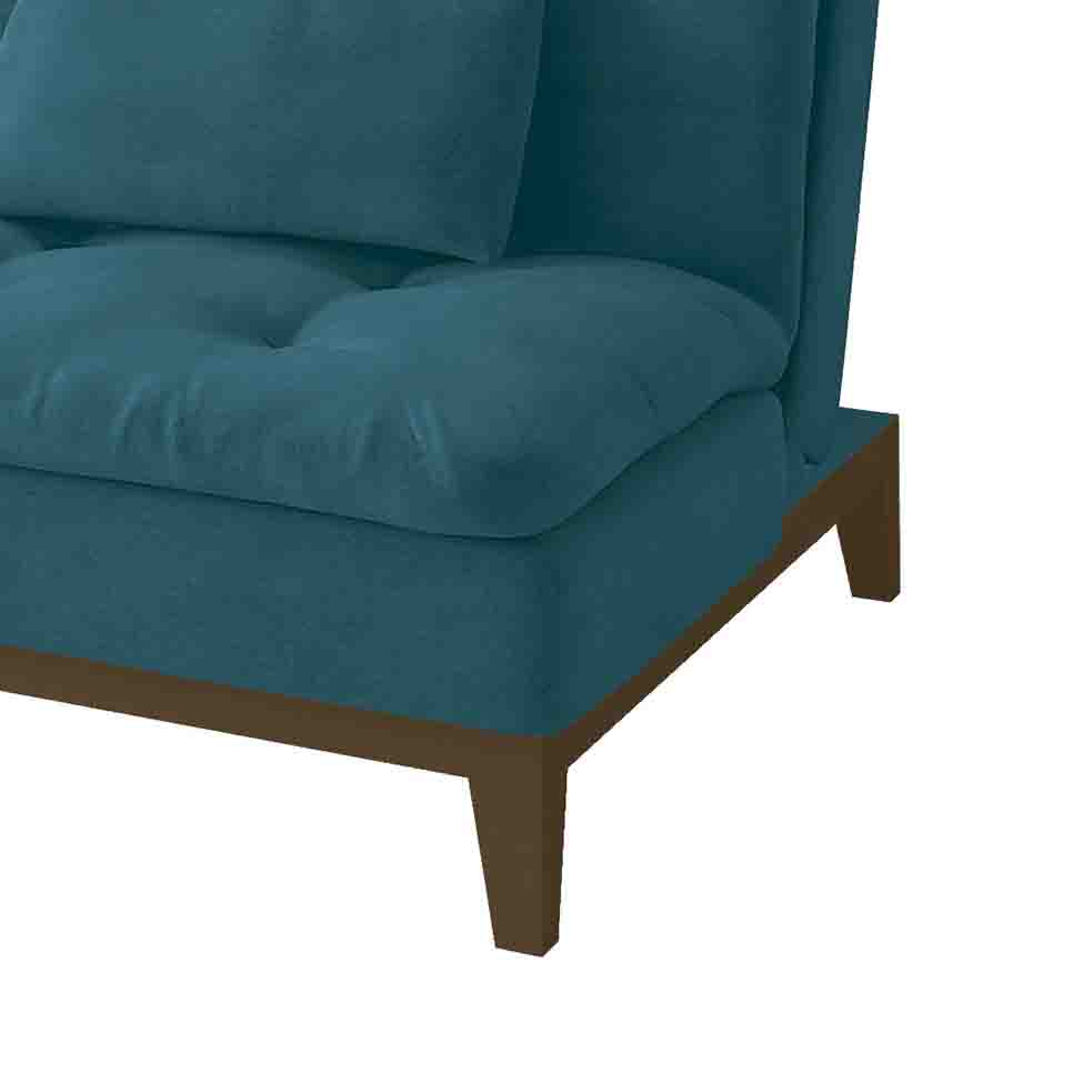 Sofá-Cama 3 Lugares Casal Amanda com Pés de Madeira Suede Azul