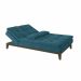 Sofá-Cama 3 Lugares Casal Amanda com Pés de Madeira Suede Azul
