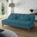 Sofá-Cama 3 Lugares Casal Amanda com Pés de Madeira Suede Azul