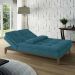 Sofá-Cama 3 Lugares Casal Amanda com Pés de Madeira Suede Azul