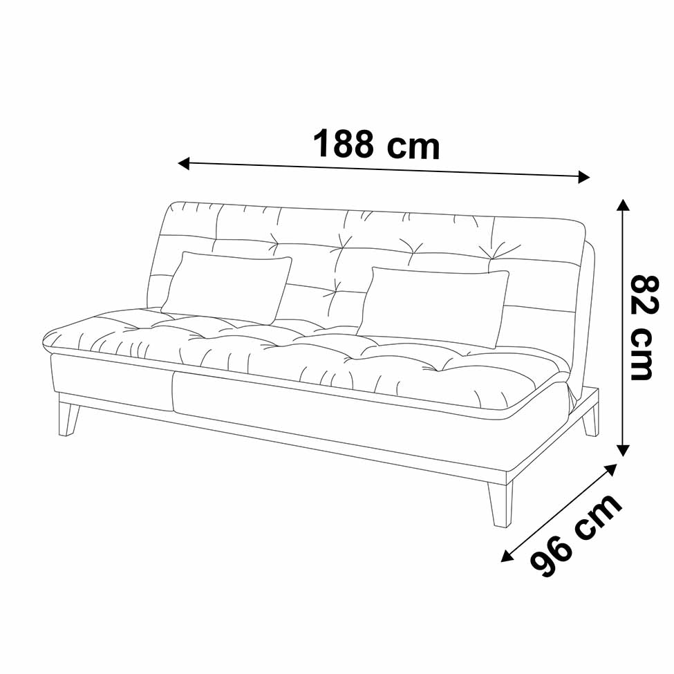 Sofá-Cama 3 Lugares Casal Amanda com Pés de Madeira Suede Bege