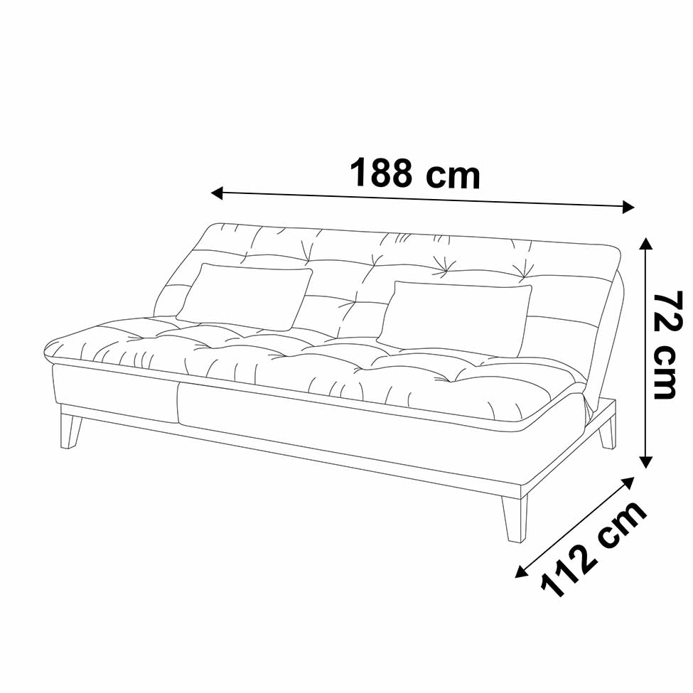 Sofá-Cama 3 Lugares Casal Amanda com Pés de Madeira Suede Bege