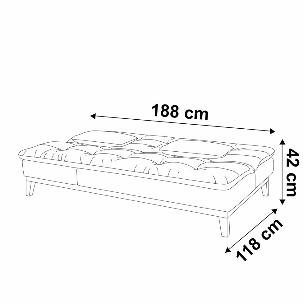 Sofá-Cama 3 Lugares Casal Amanda com Pés de Madeira Suede Bege