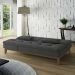 Sofá-Cama 3 Lugares Casal Amanda com Pés de Madeira Suede Cinza