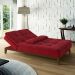Sofá-Cama 3 Lugares Casal Amanda com Pés de Madeira Suede Vermelho