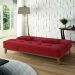 Sofá-Cama 3 Lugares Casal Amanda com Pés de Madeira Suede Vermelho