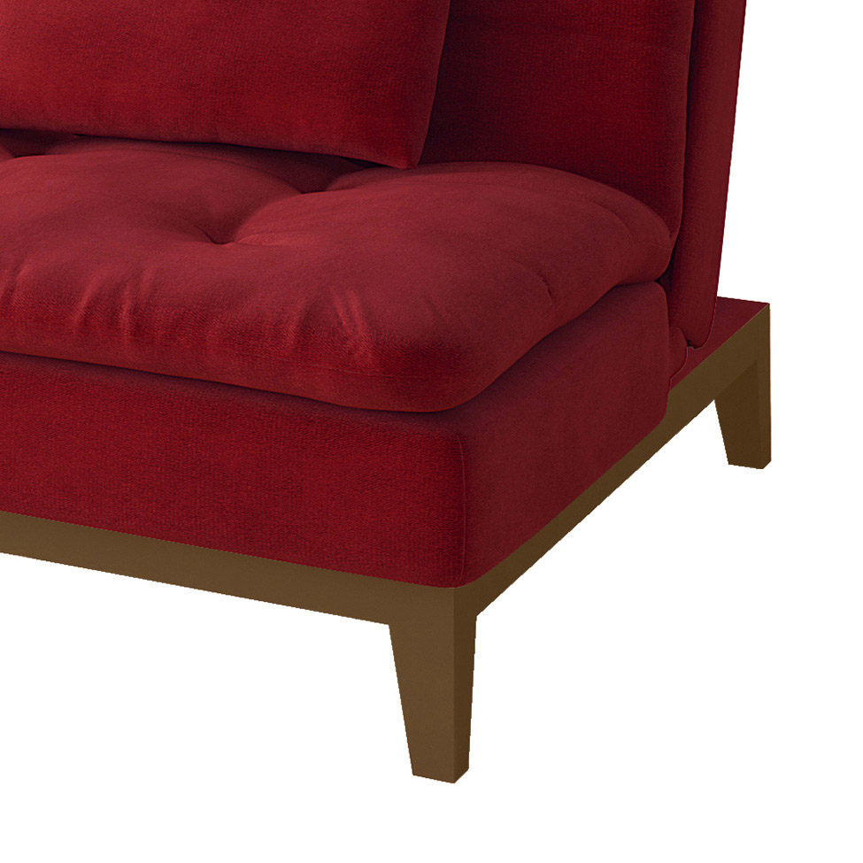 Sofá-Cama 3 Lugares Casal Amanda com Pés de Madeira Suede Vermelho