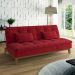 Sofá-Cama 3 Lugares Casal Amanda com Pés de Madeira Suede Vermelho